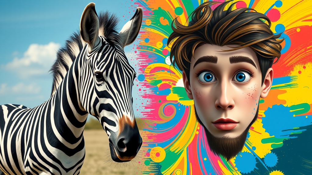CycleGAN transforming zebra to horse and StyleGAN applying artistic style to a human face, illustrating GAN architectural diversity