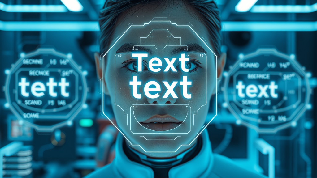 Futuristic AI interface showing text generation with neural networks and transformers